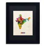 Trademark Fine Art ''India Watercolor Map'' by Michael Tompsett 11" x 14" Black Matted Black Frame (MT0522-B1114BMF)