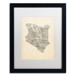Trademark Fine Art ''Old Sheet Music Map of Kenya'' by Michael Tompsett 16" x 20" White Matted Black Frame (MT0523-B1620MF)
