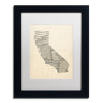 Trademark Fine Art ''Old Sheet Music Map of California'' by Michael Tompsett 11" x 14" Black Frame (MT0527-B1114MF)
