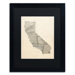 Trademark Fine Art ''Old Sheet Music Map of California'' by Michael Tompsett 16" x 20" Black Frame (MT0527-B1620BMF)