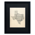 Trademark Fine Art ''Old Sheet Music Map of Texas'' by Michael Tompsett 16" x 20" Black Matted Black Frame (MT0528-B1620BMF)