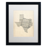 Trademark Fine Art ''Old Sheet Music Map of Texas'' by Michael Tompsett 16" x 20" White Matted Black Frame (MT0528-B1620MF)