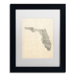 Trademark Fine Art ''Old Sheet Music Map of Florida'' by Michael Tompsett 11" x 14" White Matted Black Frame (MT0529-B1114MF)