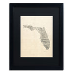 Trademark Fine Art ''Old Sheet Music Map of Florida'' by Michael Tompsett 16" x 20" Black Matted Black Frame (MT0529-B1620BMF)