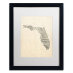 Trademark Fine Art ''Old Sheet Music Map of Florida'' by Michael Tompsett 16" x 20" White Matted Black Frame (MT0529-B1620MF)