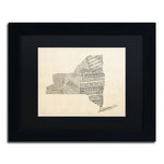 Trademark Fine Art ''Old Sheet Music Map of New York'' by Michael Tompsett 11" x 14" Black Matted Black Frame (MT0530-B1114BMF)