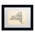 Trademark Fine Art ''Old Sheet Music Map of New York'' by Michael Tompsett 11" x 14" White Matted Black Frame (MT0530-B1114MF)