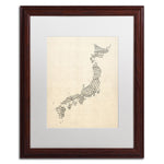 Trademark Fine Art ''Old Sheet Music Map of Japan'' by Michael Tompsett 16" x 20" White Matted Wood Frame (MT0531-W1620MF)
