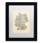 Trademark Fine Art ''Old Sheet Music Map of Germany'' by Michael Tompsett 11" x 14" White Matted Black Frame (MT0532-B1114MF)