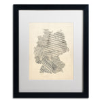 Trademark Fine Art ''Old Sheet Music Map of Germany'' by Michael Tompsett 16" x 20" White Matted Black Frame (MT0532-B1620MF)