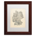Trademark Fine Art ''Old Sheet Music Map of Germany'' by Michael Tompsett 11" x 14" White Matted Wood Frame (MT0532-W1114MF)