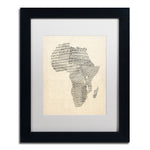 Trademark Fine Art ''Old Sheet Music Map of Africa'' by Michael Tompsett 11" x 14" White Matted Black Frame (MT0533-B1114MF)