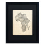 Trademark Fine Art ''Old Sheet Music Map of Africa'' by Michael Tompsett 16" x 20" Black Matted Black Frame (MT0533-B1620BMF)