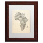 Trademark Fine Art ''Old Sheet Music Map of Africa'' by Michael Tompsett 11" x 14" White Matted Wood Frame (MT0533-W1114MF)
