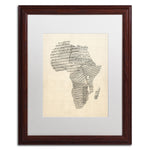 Trademark Fine Art ''Old Sheet Music Map of Africa'' by Michael Tompsett 16" x 20" White Matted Wood Frame (MT0533-W1620MF)