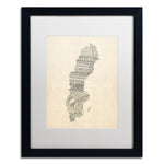 Trademark Fine Art ''Old Sheet Music Map of Sweden'' by Michael Tompsett 16" x 20" White Matted Black Frame (MT0534-B1620MF)