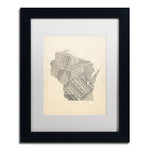 Trademark Fine Art ''Old Sheet Music Map of Wisconsin'' by Michael Tompsett 11" x 14" Black Frame (MT0537-B1114MF)