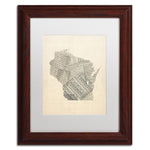 Trademark Fine Art ''Old Sheet Music Map of Wisconsin'' by Michael Tompsett 11" x 14" Wood Frame (MT0537-W1114MF)