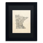 Trademark Fine Art ''Old Sheet Music Map of Minnesota'' by Michael Tompsett 11" x 14" Black Frame (MT0538-B1114BMF)