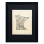 Trademark Fine Art ''Old Sheet Music Map of Minnesota'' by Michael Tompsett 16" x 20" Black Frame (MT0538-B1620BMF)