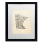 Trademark Fine Art ''Old Sheet Music Map of Minnesota'' by Michael Tompsett 16" x 20" Black Frame (MT0538-B1620MF)