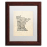 Trademark Fine Art ''Old Sheet Music Map of Minnesota'' by Michael Tompsett 11" x 14" Wood Frame (MT0538-W1114MF)