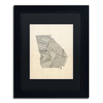 Trademark Fine Art ''Old Sheet Music Map of Georgia'' by Michael Tompsett 11" x 14" Black Matted Black Frame (MT0539-B1114BMF)