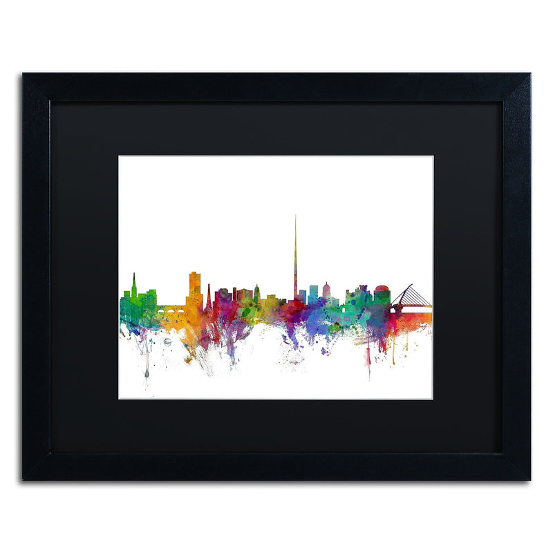 Trademark Fine Art ''Dublin Ireland Skyline'' by Michael Tompsett 16" x 20" Black Matted Black Frame (MT0540-B1620BMF)