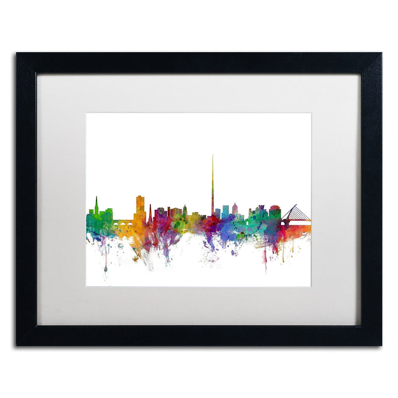 Trademark Fine Art ''Dublin Ireland Skyline'' by Michael Tompsett 16" x 20" White Matted Black Frame (MT0540-B1620MF)