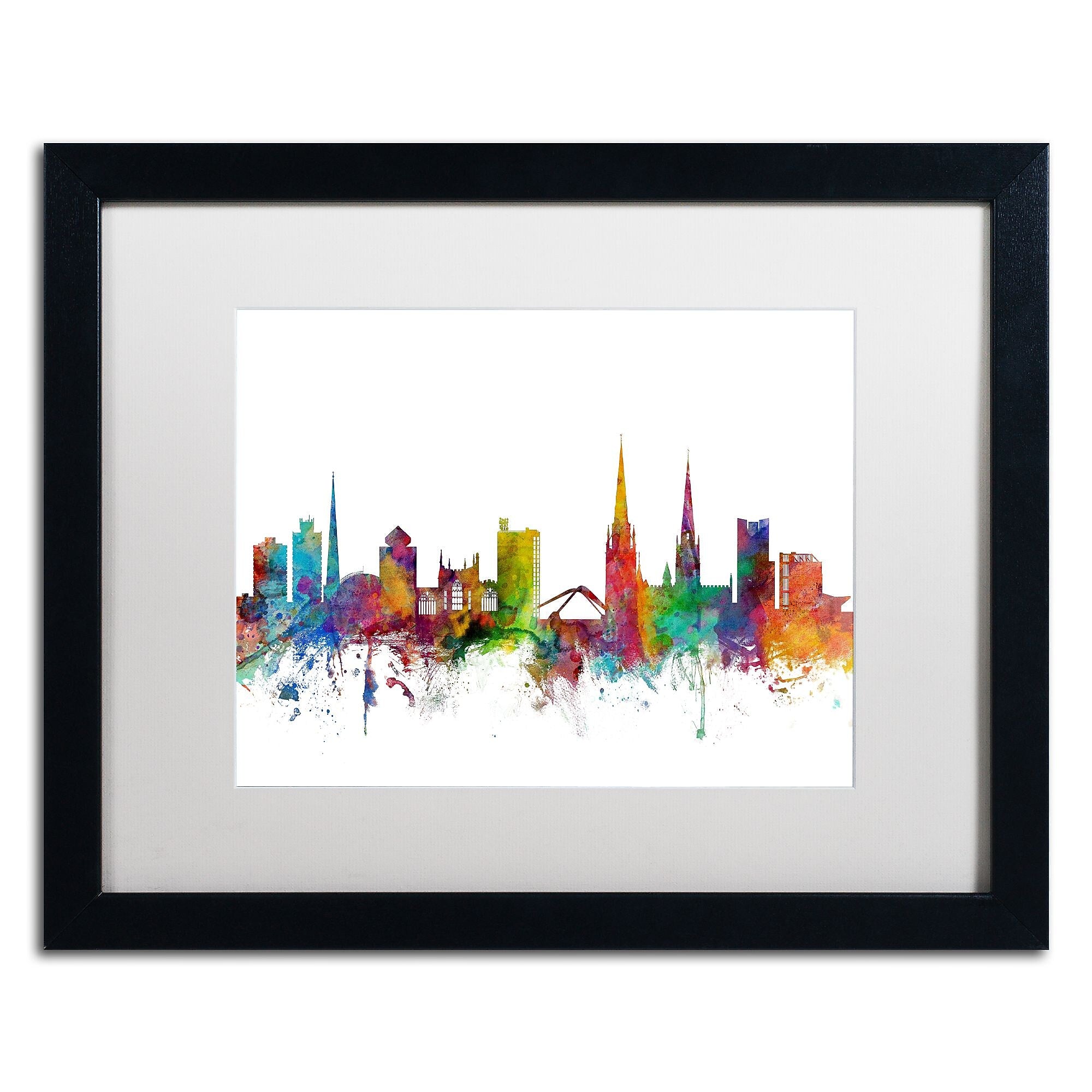 Trademark Fine Art ''Coventry England Skyline'' by Michael Tompsett 16" x 20" White Matted Black Frame (MT0541-B1620MF)