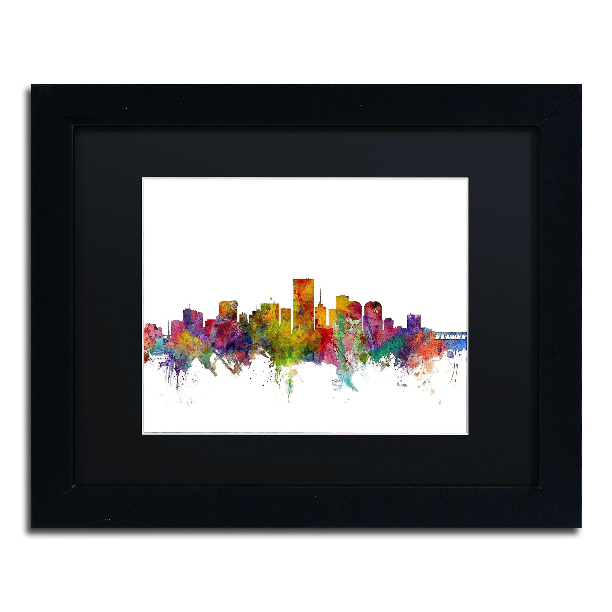 Trademark Fine Art ''Richmond Virginia Skyline'' by Michael Tompsett 11" x 14" Black Matted Black Frame (MT0542-B1114BMF)