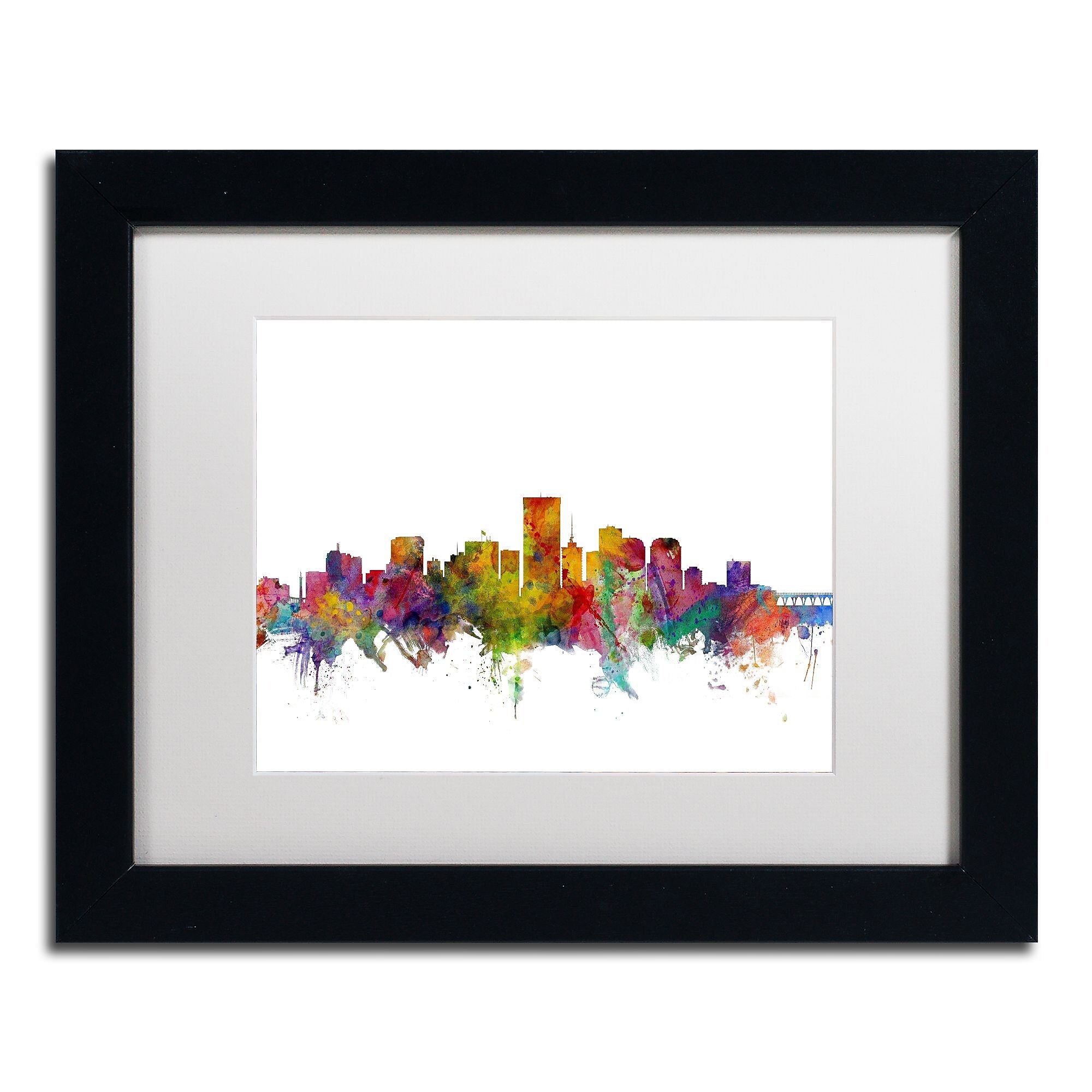 Trademark Fine Art ''Richmond Virginia Skyline'' by Michael Tompsett 11" x 14" White Matted Black Frame (MT0542-B1114MF)