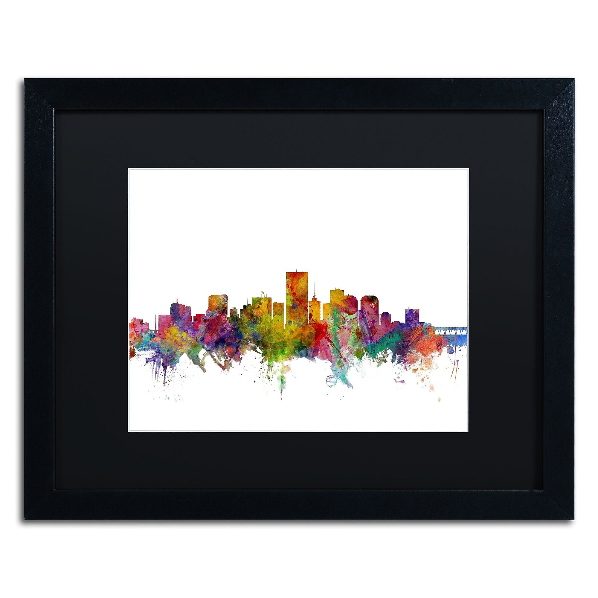 Trademark Fine Art ''Richmond Virginia Skyline'' by Michael Tompsett 16" x 20" Black Matted Black Frame (MT0542-B1620BMF)