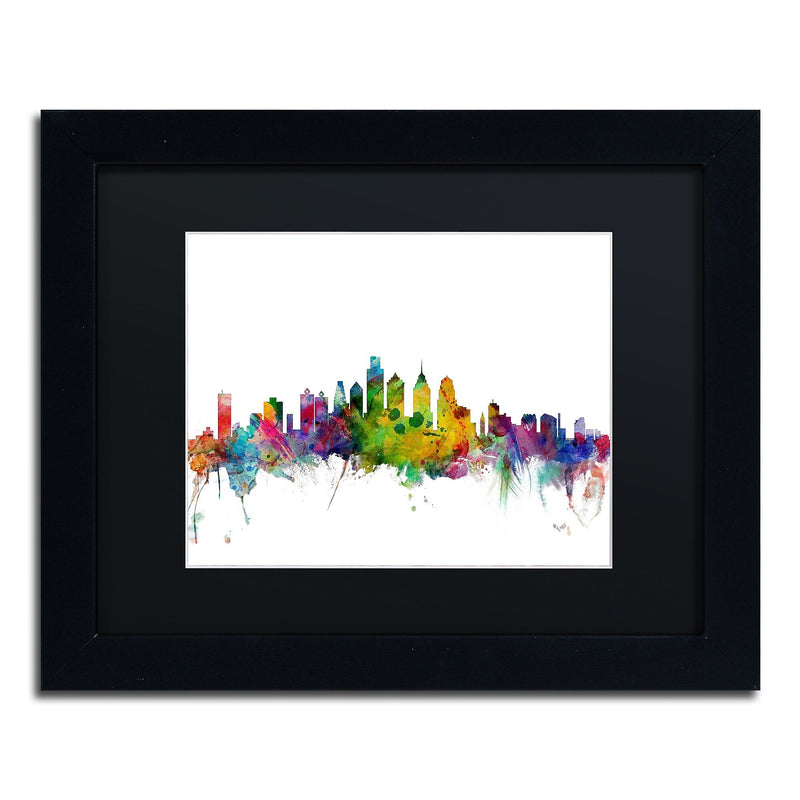 Trademark Fine Art ''Philadelphia Pennsylvania Skyline'' by Michael Tompsett 11" x 14" Black Frame (MT0543-B1114BMF)