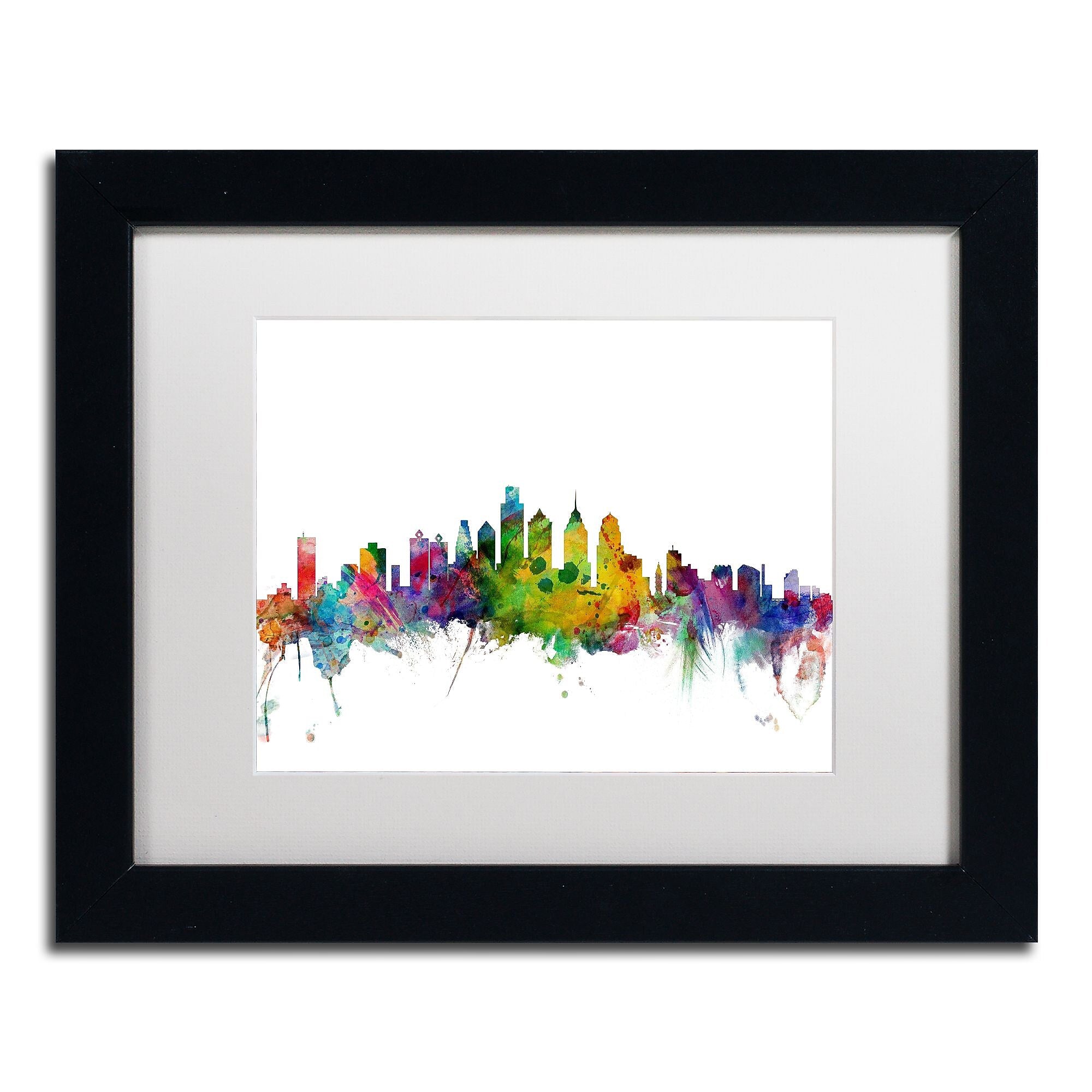 Trademark Fine Art ''Philadelphia Pennsylvania Skyline'' by Michael Tompsett 11" x 14" Black Frame (MT0543-B1114MF)