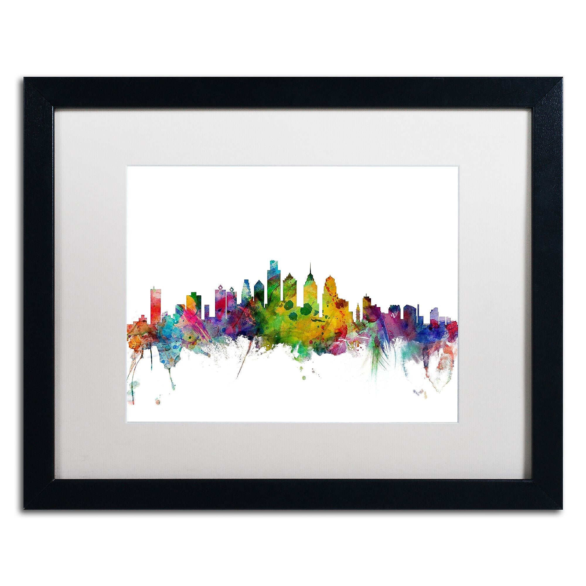 Trademark Fine Art ''Philadelphia Pennsylvania Skyline'' by Michael Tompsett 16" x 20" Black Frame (MT0543-B1620MF)