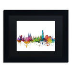 Trademark Fine Art ''Barcelona Spain Skyline'' by Michael Tompsett 11" x 14" Black Matted Black Frame (MT0544-B1114BMF)