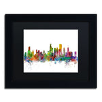 Trademark Fine Art ''Chicago Illinois Skyline'' by Michael Tompsett 11" x 14" Black Matted Black Frame (MT0545-B1114BMF)
