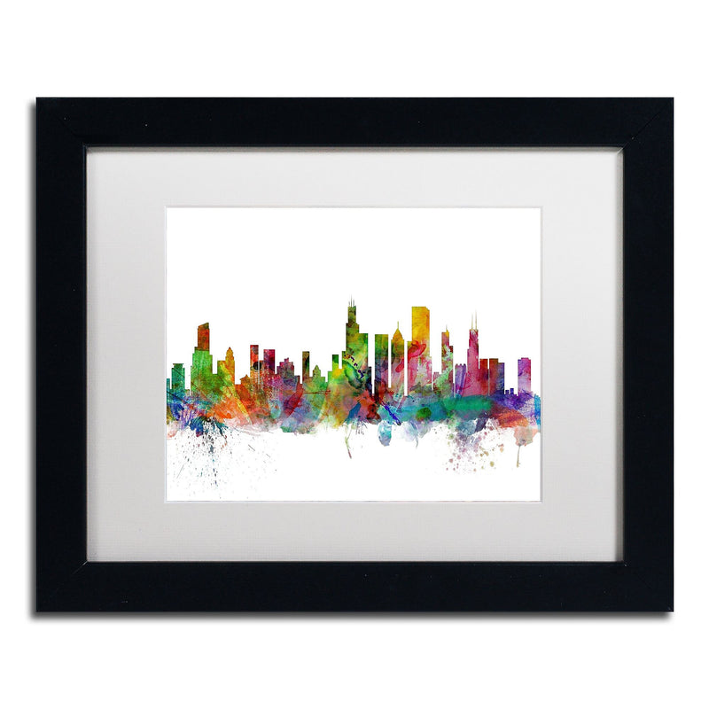 Trademark Fine Art ''Chicago Illinois Skyline'' by Michael Tompsett 11" x 14" White Matted Black Frame (MT0545-B1114MF)