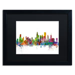 Trademark Fine Art ''Chicago Illinois Skyline'' by Michael Tompsett 16" x 20" Black Matted Black Frame (MT0545-B1620BMF)