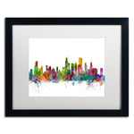 Trademark Fine Art ''Chicago Illinois Skyline'' by Michael Tompsett 16" x 20" White Matted Black Frame (MT0545-B1620MF)