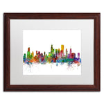 Trademark Fine Art ''Chicago Illinois Skyline'' by Michael Tompsett 16" x 20" White Matted Wood Frame (MT0545-W1620MF)