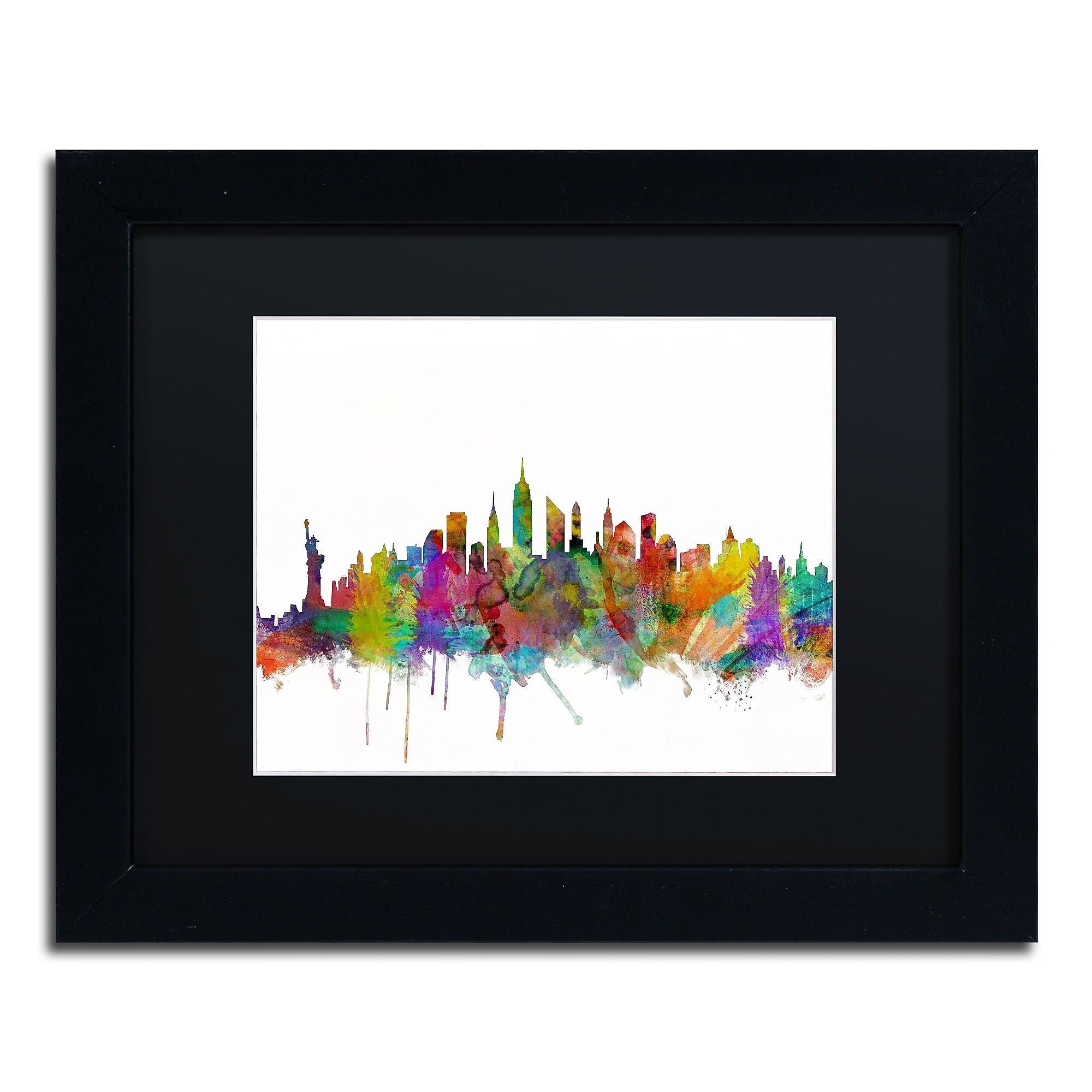 Trademark Fine Art ''New York City Skyline'' by Michael Tompsett 11" x 14" Black Matted Black Frame (MT0546-B1114BMF)