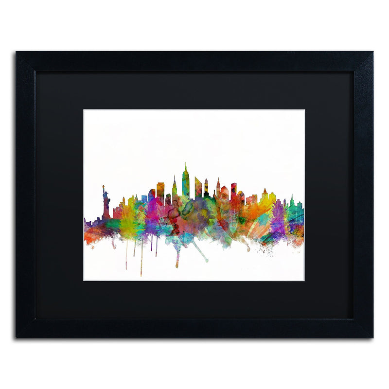 Trademark Fine Art ''New York City Skyline'' by Michael Tompsett 16" x 20" Black Matted Black Frame (MT0546-B1620BMF)