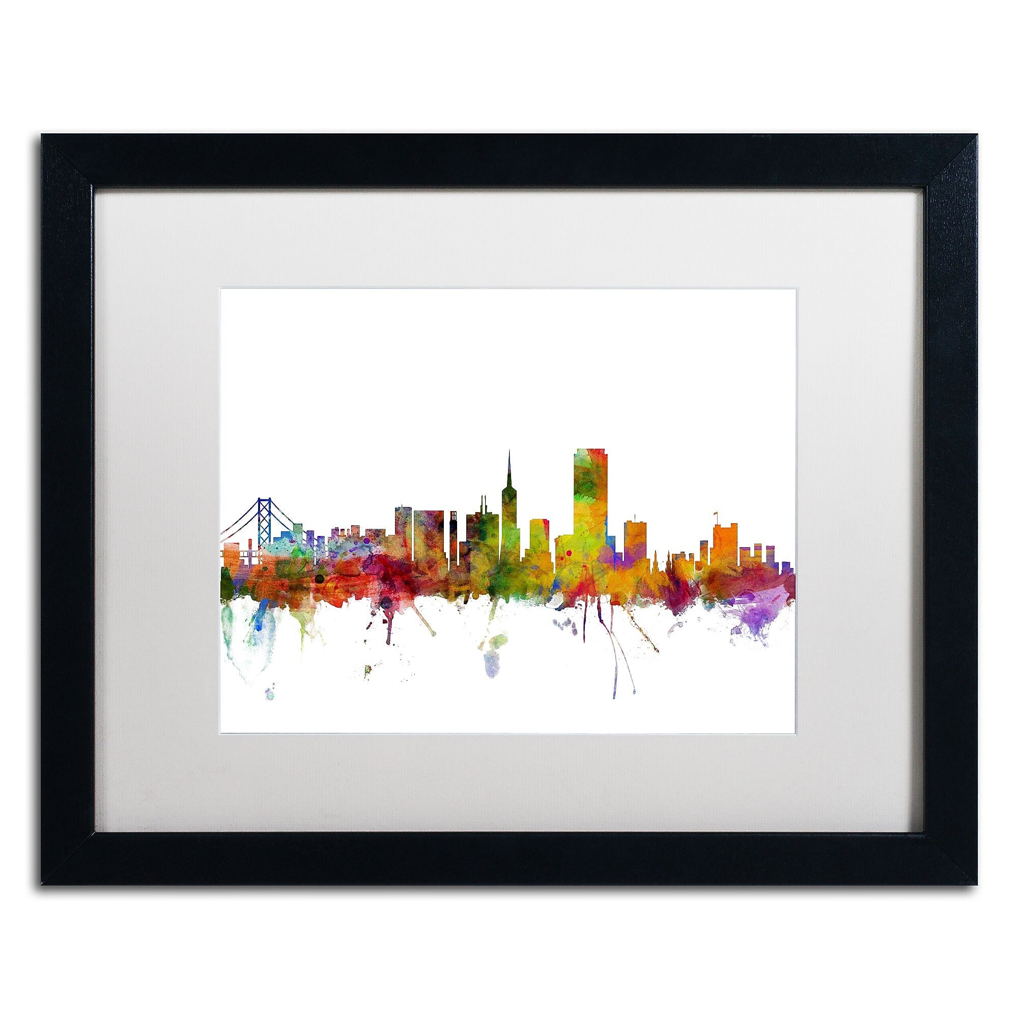 Trademark Fine Art ''San Francisco City Skyline'' by Michael Tompsett 16" x 20" Black Frame (MT0547-B1620MF)