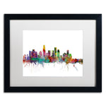 Trademark Fine Art ''Los Angeles California Skyline'' by Michael Tompsett 16" x 20" White Matted Black Frame (MT0550-B1620MF)