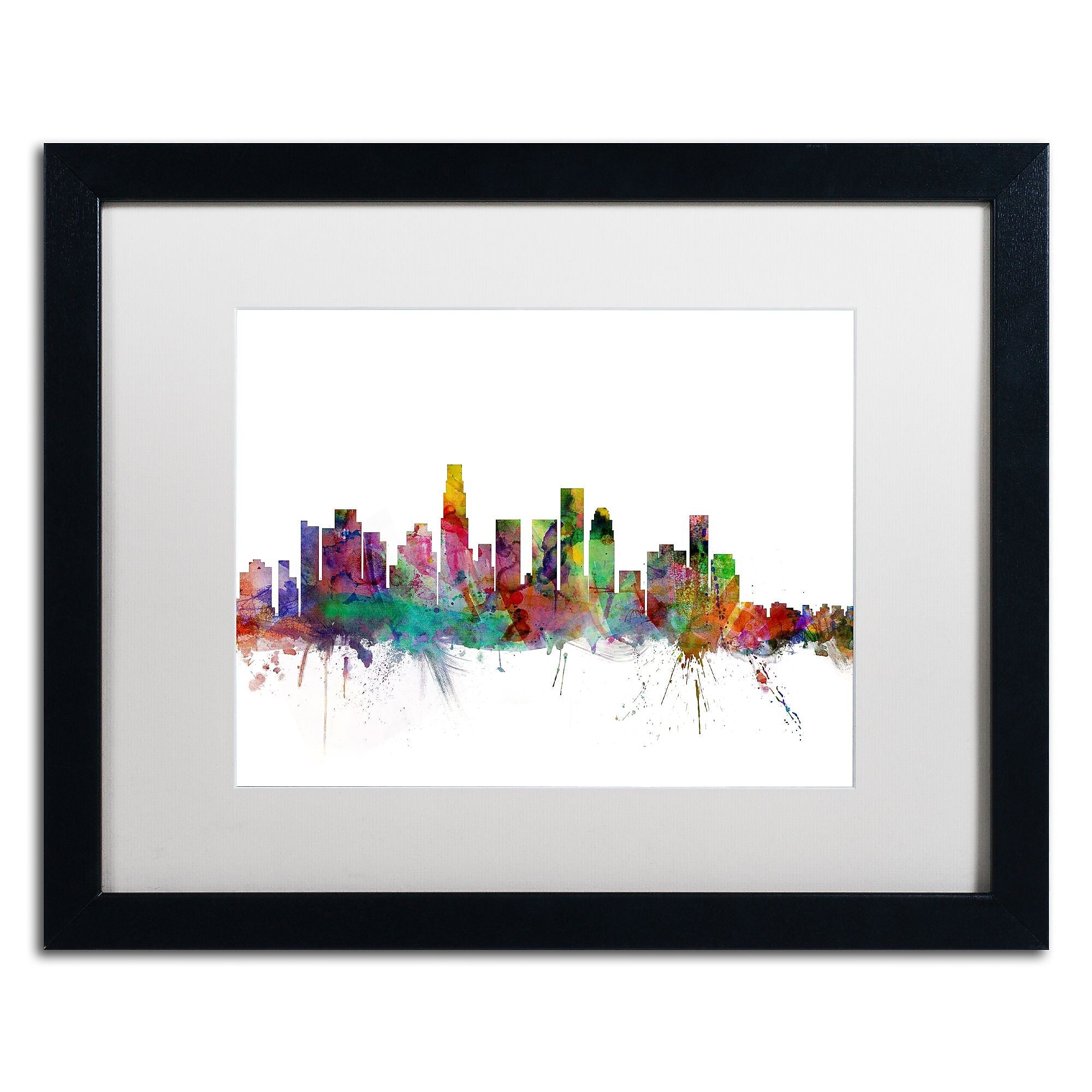 Trademark Fine Art ''Los Angeles California Skyline'' by Michael Tompsett 16" x 20" White Matted Black Frame (MT0550-B1620MF)