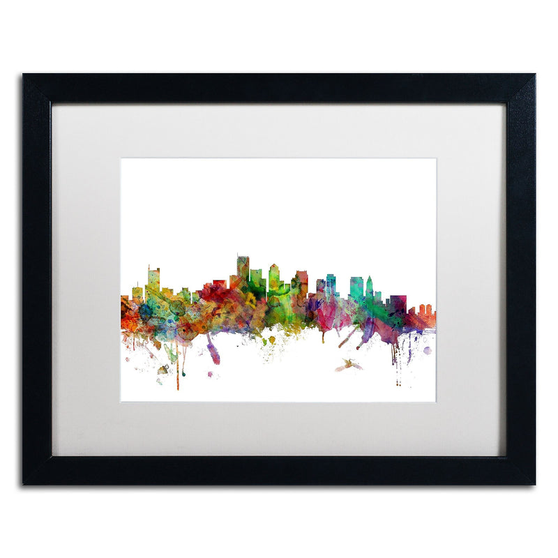 Trademark Fine Art ''Boston Massachusetts Skyline'' by Michael Tompsett 16" x 20" White Matted Black Frame (MT0551-B1620MF)