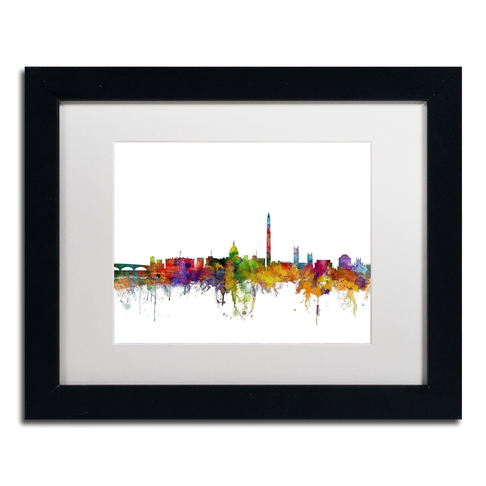 Trademark Fine Art ''Washington DC Skyline II'' by Michael Tompsett 11" x 14" White Matted Black Frame (MT0553-B1114MF)