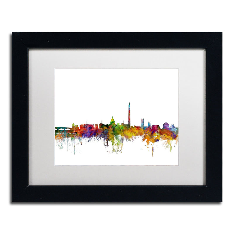 Trademark Fine Art ''Washington DC Skyline II'' by Michael Tompsett 11" x 14" White Matted Black Frame (MT0553-B1114MF)